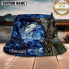 Maxcorners Fishing Blue Smoke Hook Personalized Name 3D Bucket Hat (12 Fish Species)