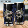 Maxcorners Fishing Tumbler Black Gold Honeycomb Shield Design Personalized Name Tumbler (13 Species)