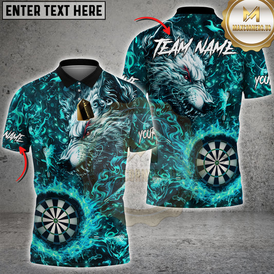 Maxcorners Wolf Fire Dartboard Fantasy Art Multicolor Options Personalized Name, Team Name 3D Shirt (4 Colors)