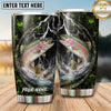 Maxcorners Fishing Tumbler Green Storm Lightning Forest Design Personalized Name Tumbler (13 Species)