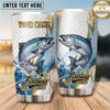 Maxcorners Fishing Tumbler White Gold Marble Geometric Design Personalized Name Tumbler (13 Species)