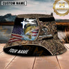 Maxcorners Fishing Camo American Flag Personalized Name 3D Bucket Hat (12 Fish Species)