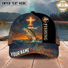 Maxcorners Fishing Faith Cross Jesus Personalized Name 3D Cap (12 Fish Species)