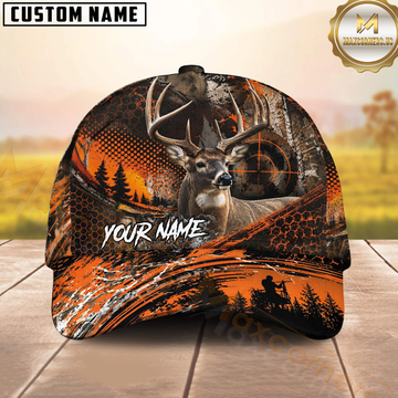 Maxcorners Whitetail Deer Hunting Orange Target Camo Multiple Options Personalized Name 3D Cap