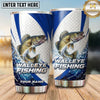 Maxcorners Fishing Tumbler Blue White Racing Stripe Design Personalized Name Tumbler (13 Species)