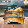 Maxcorners Fishing Sunset Lake Angler Personalized Name 3D Cap (12 Fish Species)