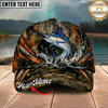 Maxcorners Fishing Woodland Camo Orange Stripe Personalized 3D Cap (12 Fish Species)