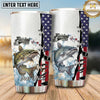 Maxcorners Fishing Tumbler White Patriotic Flag Stripe Design Personalized Name Tumbler (13 Species)