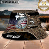 Maxcorners Fishing Camo American Flag Personalized Name 3D Bucket Hat (12 Fish Species)