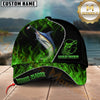 Maxcorners Fishing Angler Green Flame Custom Name Personalized Cap  (12 Fish Species)