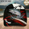 Maxcorners Fishing Black Red Abstract Stripe Personalized 3D Cap (12 Fish Species)