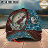 Maxcorners Fishing Red Lightning Water Texture Rope Personalized 3D Cap (12 Fish Species)