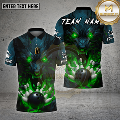 Maxcorners Bowling Shirt Werewolf Fire Eyes Bowling Ball Multioptions Personalized Name, Team Name Unisex 3D Shirt (4 Colors)