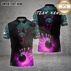 Maxcorners Bowling Shirt Werewolf Flaming Bowling Ball Multioptions Personalized Name, Team Name Unisex 3D Shirt (4 Colors)