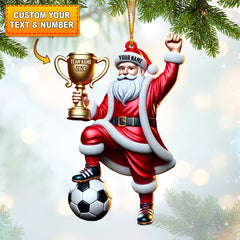 Maxcorners Football Champion Santa Christmas Ornament, Personalized Ornament 2D Flat LM2211