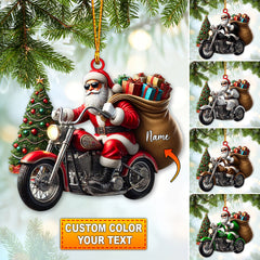 Maxcorners Custom Name Santa Bike Ornament, Santa Bike Christmas Gift 2D Flat LM2111