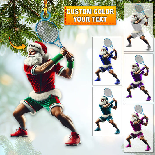 Maxcorners Custom Name Tennis Santa Ornament, Tennis Christmas Gift3 2D Flat LM2111