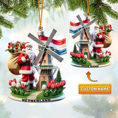 Maxcorners Santa Netherlands Christmas Ornament, Personalized Ornament 2D Flat LM2211