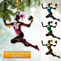 Maxcorners Custom Name and Number Woman Handball Ornament, Christmas Gift Decoration 2D Flat LM2111