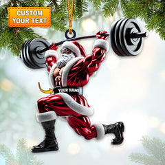 Maxcorners Custom Name Gym Work Out Santa Ornament, Gymnastics Christmas Gift 2D Flat LM2211