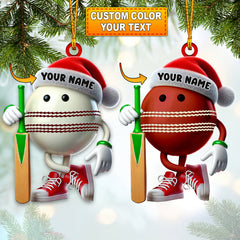 Maxcorners Cricket Ball Christmas Ornament, Personalized Ornament 2D Flat LM2211