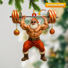 Maxcorners Weightlifting Santa, Home Decor, Christmas Ornament 2D Flat LM2111
