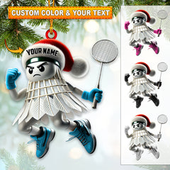 Maxcorners Custom Name Badminton Ornament, Badminton Christmas Gift Decoration 2D Flat LM2111