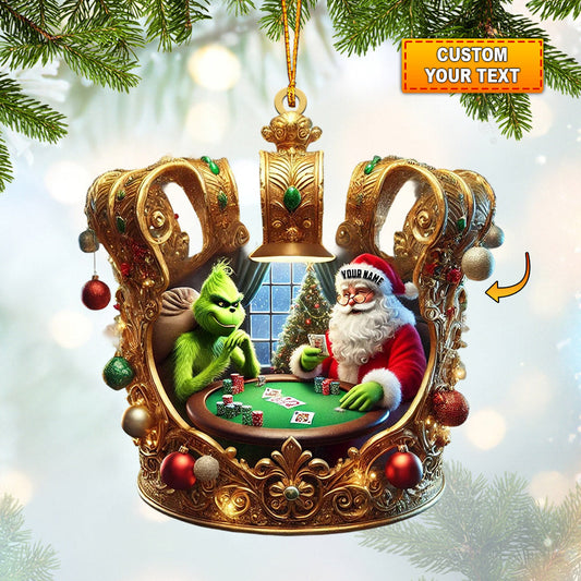 Maxcorners Poker King Santa Home Decor Christmas Ornament, Personalized Ornament 2D Flat LM2211