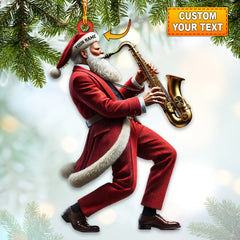 Maxcorners Santa Saxophone Christmas Ornament, Personalized Ornament 2D Flat LM2211