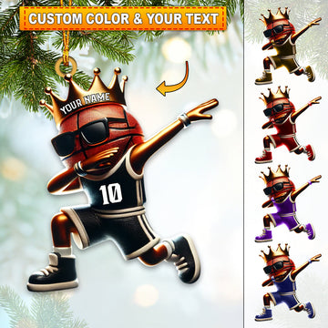 Maxcorners Custom Name and Number Basketball Ornament, Basketball Christmas Gift 2D Flat LM2111