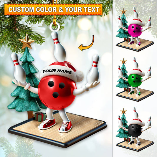 Maxcorners Custom Name Bowling Ornament, Bowling Lover Christmas Gift15 2D Flat LM2111