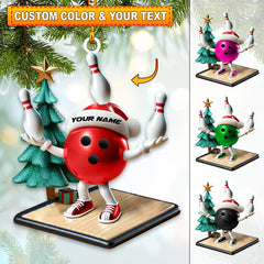 Maxcorners Custom Name Bowling Ornament, Bowling Lover Christmas Gift15 2D Flat LM2111