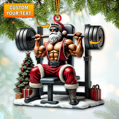 Maxcorners Custom Name Gym Work Out Santa Ornament, Gymnastics Christmas Gifts 2D Flat LM2211