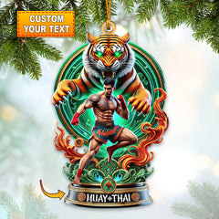 Maxcorners Custom Name Muay Thai Ornament, Muay Thai Santa Christmas Gift 2D Flat LM2111