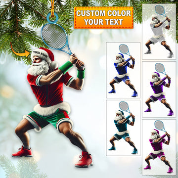 Maxcorners Custom Name Tennis Santa Ornament, Tennis Christmas Gift 2D Flat LM2111