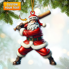 Maxcorners Custom Name Baseball Santa Ornament, Baseball Christmas Gift 2D Flat LM2211