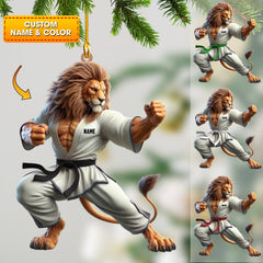 Maxcorners Lion Karate Christmas Ornament, Personalized Ornament 2D Flat LM2211