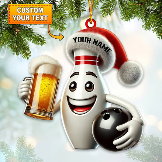 Maxcorners Custom Name Bowling Ornament, Bowling Christmas Gift Decoration 2D Flat LM2111