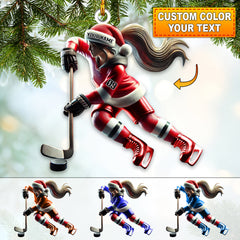 Maxcorners Custom Name Ice Hockey Ornament, Ice Hockey Christmas Gift 2D Flat LM2111