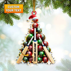 Maxcorners Custom Name Cricket Ball Ornament, Cricket Ball Lover Christmas Gift 2D Flat LM2111