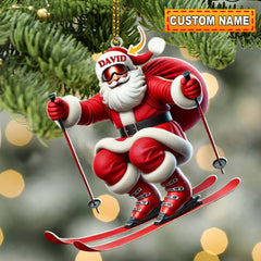 Maxcorners Santa Skiing Christmas Ornament, Personalized Ornaments 2D Flat LM2211