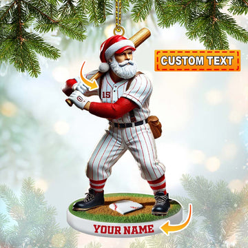 Maxcorners Custom Name and Number Baseball Ornament, Baseball Christmas Gift 2D Flat LM2111