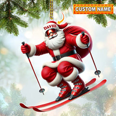 Maxcorners Santa Skiing Christmas Ornament, Personalized Ornaments 2D Flat LM2211