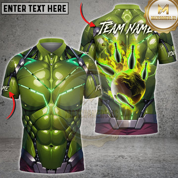 Maxcorners Green Titan Bowling Multi Options Personalized Name, Team Name 3D Shirts