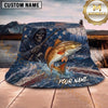 Maxcorners Fishing Dark Lightning Fishing Illustration with Dramatic Effect Personalized Name 3D Bucket Hat (13 Fish Species)
