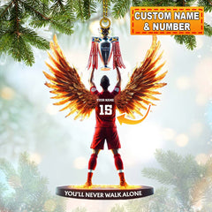 Maxcorners Custom Name and Number Football Champion Memorial Ornament, Christmas Gift 2D Flat LM2111