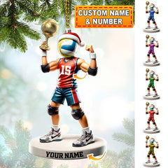Maxcorners Custom Name and Number Volleyball Ornament, Volleyball Lover Christmas Gift 2D Flat LM2111