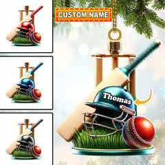 Maxcorners Custom Name Cricket Ball Ornament, Cricket Ball Lover Christmas Gift10 2D Flat LM2211