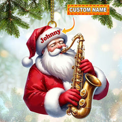 Maxcorners Custom Name Saxophone Santa Ornament, Saxophone Lover Christmas Gift 2D Flat LM2211