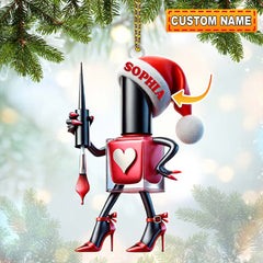 Maxcorners Custom Name Nail Salon Ornament, Nail Salon Christmas Decoration 2D Flat LM2211